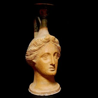 Apulian Lekythos in Form of a Woman's Head