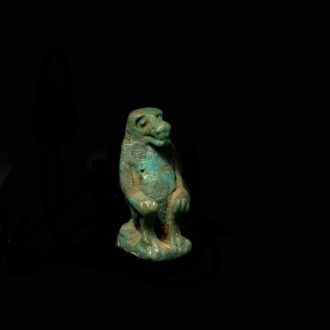 Faience Amulet of the God Thot in Form of a Baboon