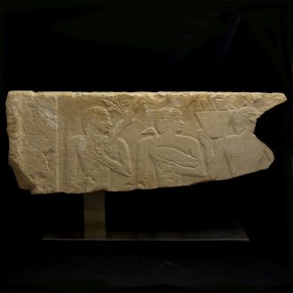 Important Limestone Relief with Three Offering Bearers