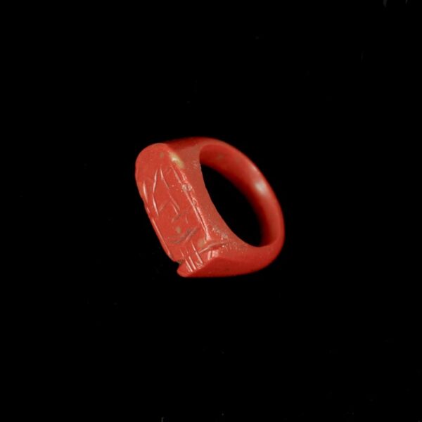 Red Jasper Ring with Symbol of Mut