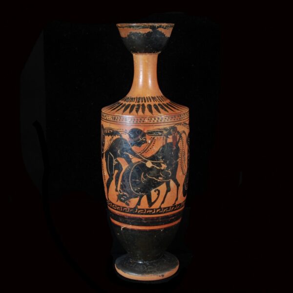 Black-figured Lekythos with Herakles and the Cretan Bull