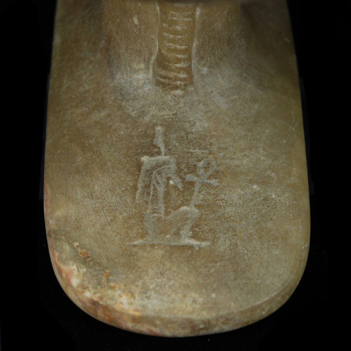 Egyptian Alabaster Headrest Detail Maat