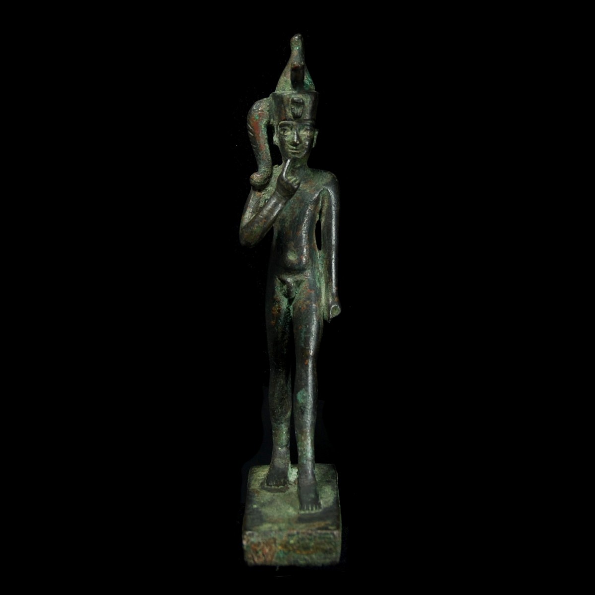 Egyptian Bronze Statuette of Harpocrates front