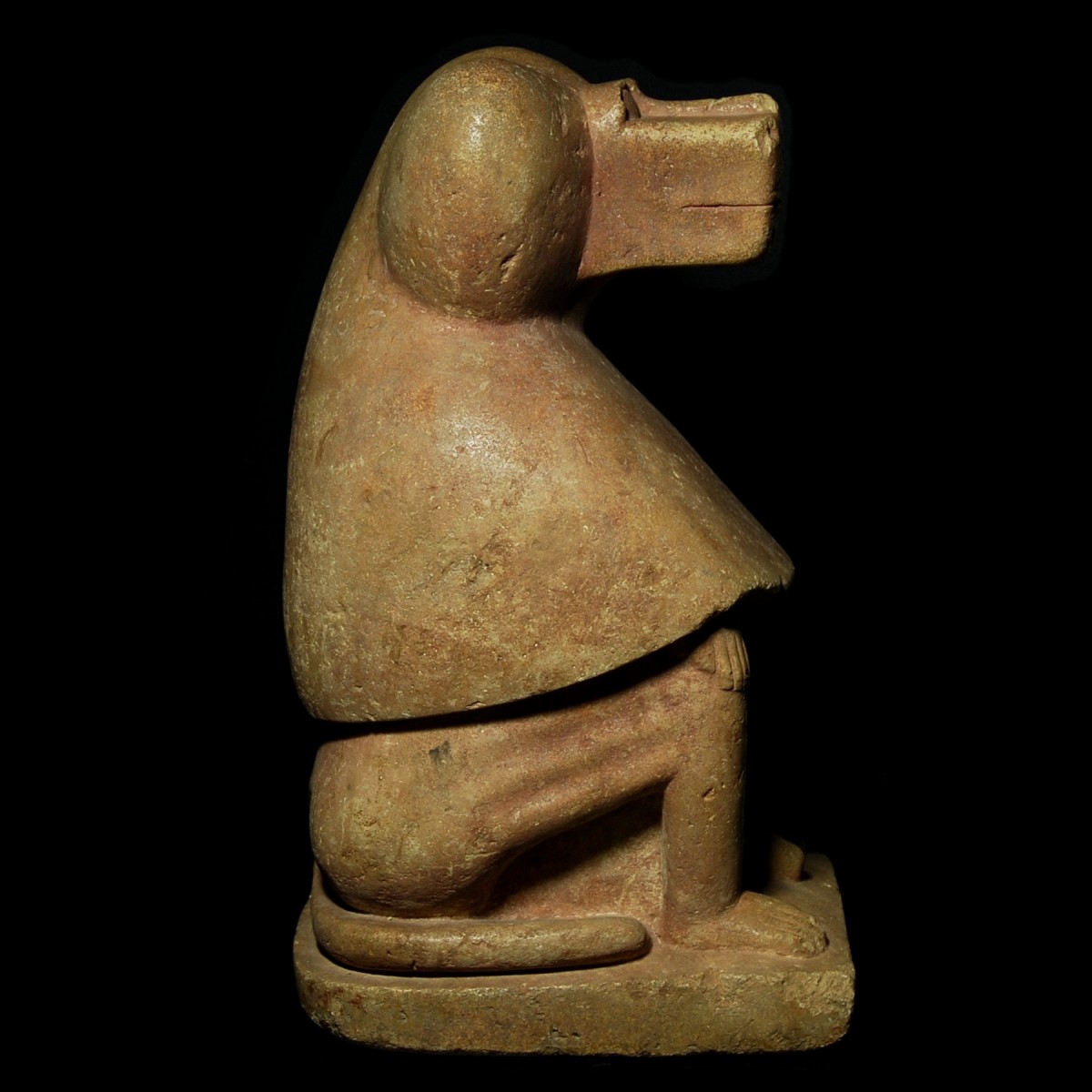 Egyptian monumental limestone seated baboon right