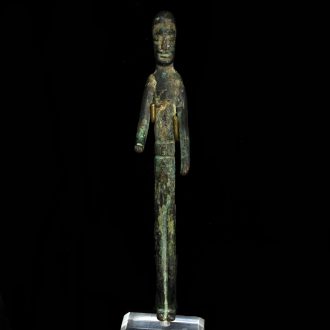 Langgezogene etruskische Bronze-Votivstatuette