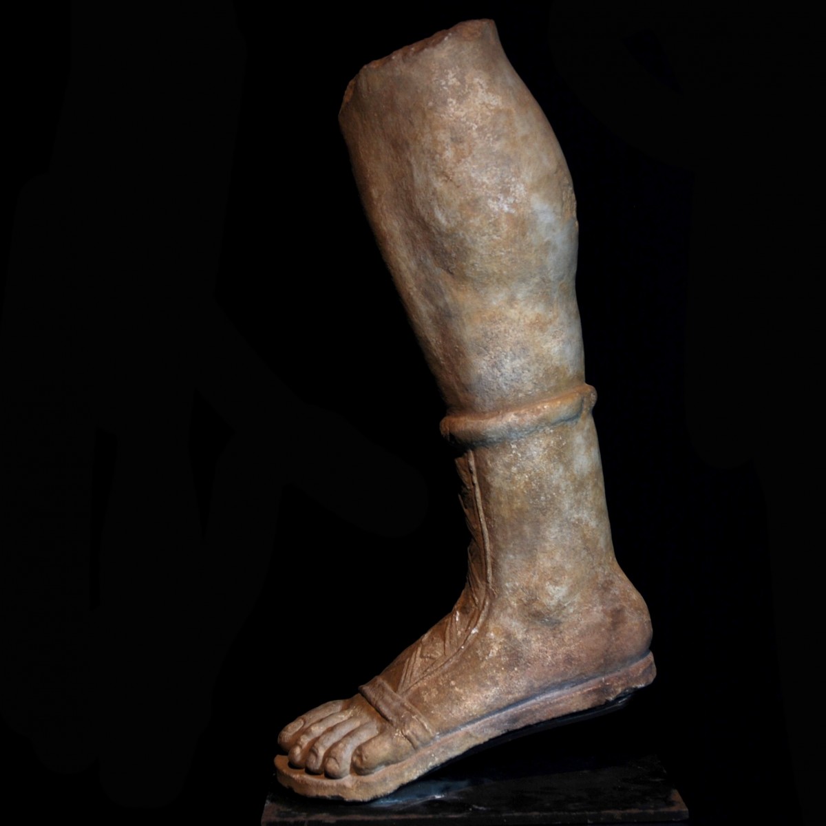 Gallo-Roman limestone leg of Artemis left