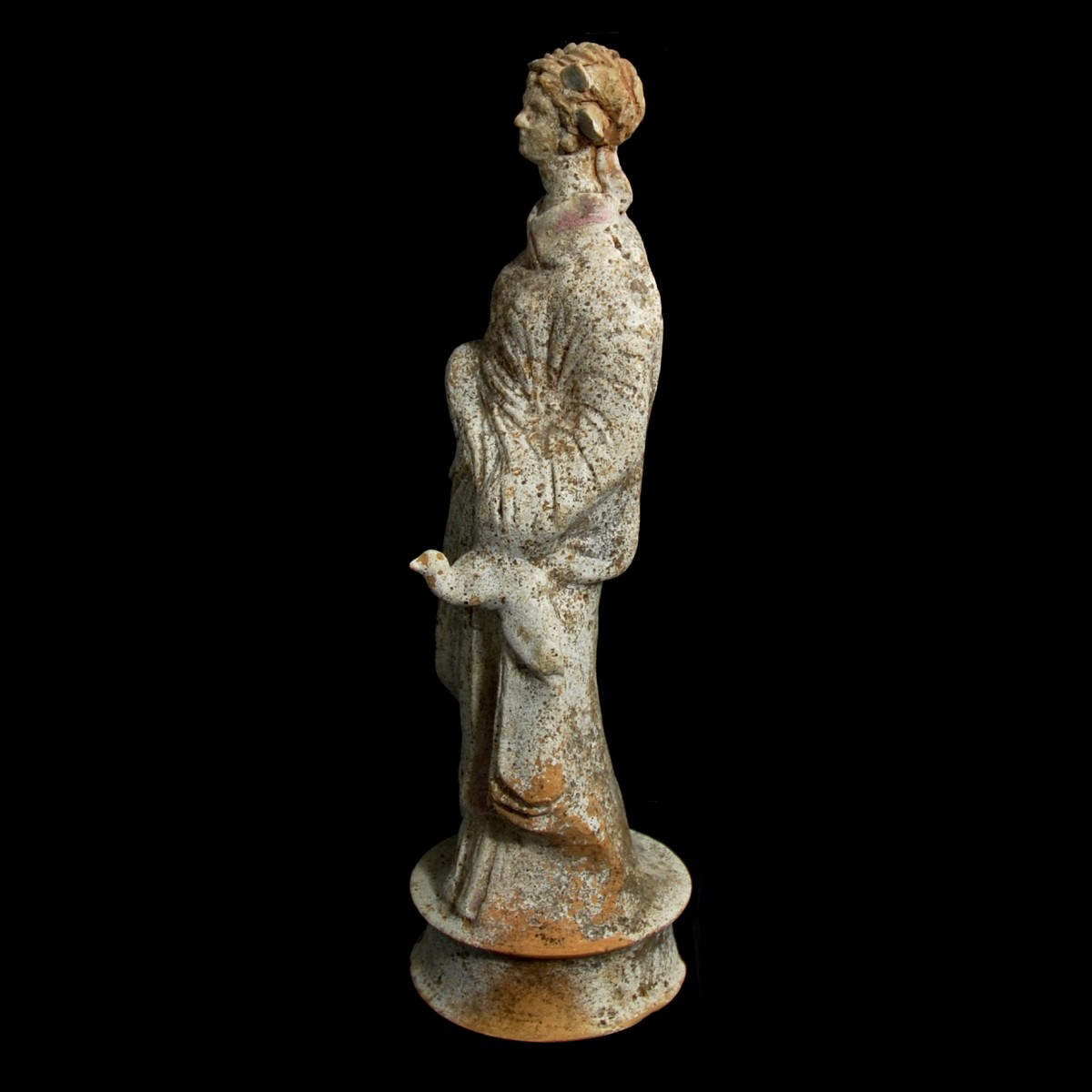 Hellenistic terracotta female statuette Canosa left
