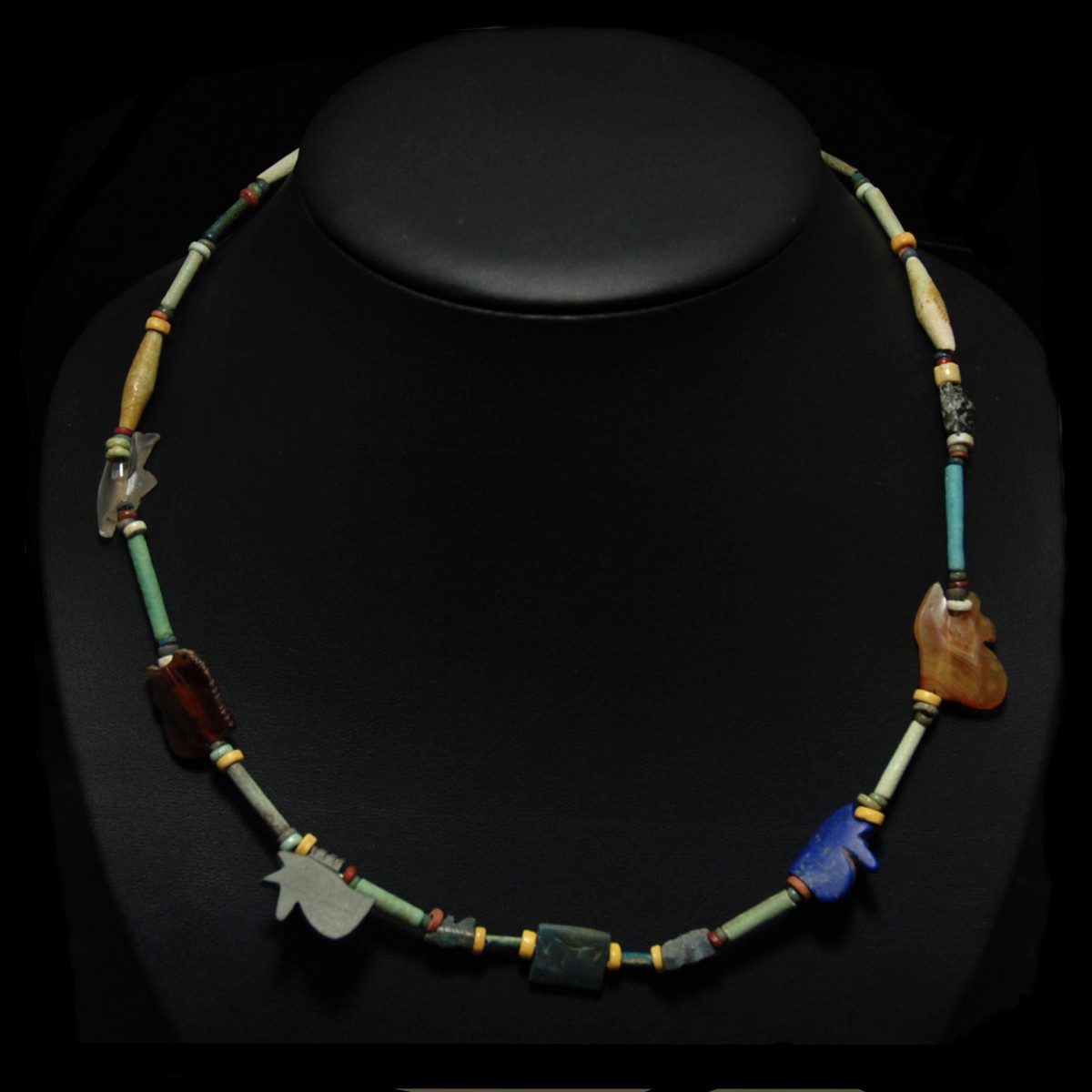 Egyptian necklace with Horus eyes and fayence beads