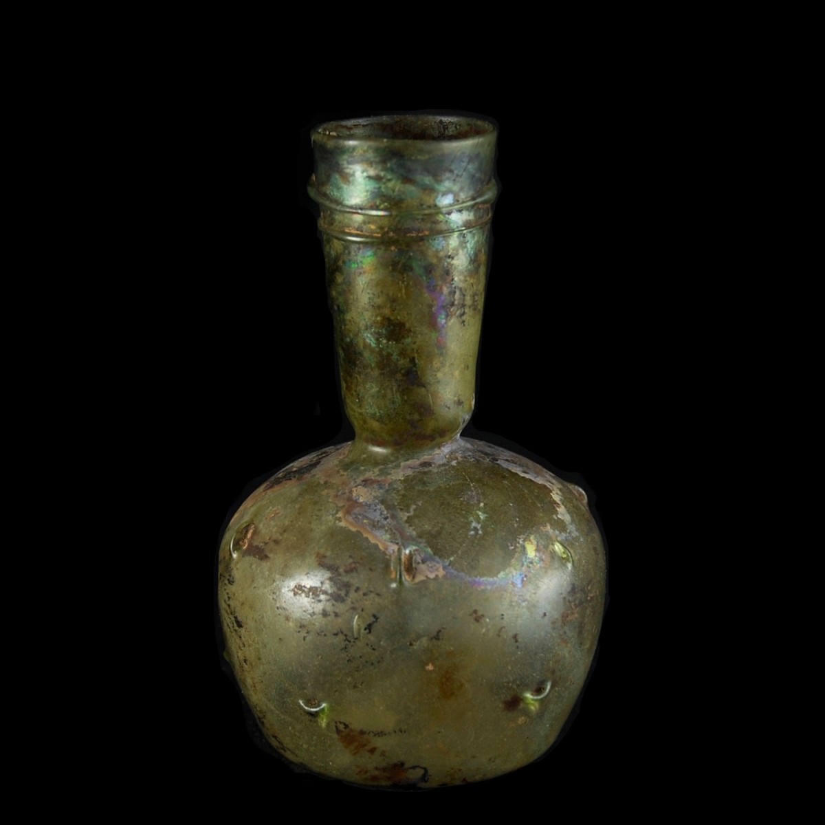 Roman glass flask applied thread