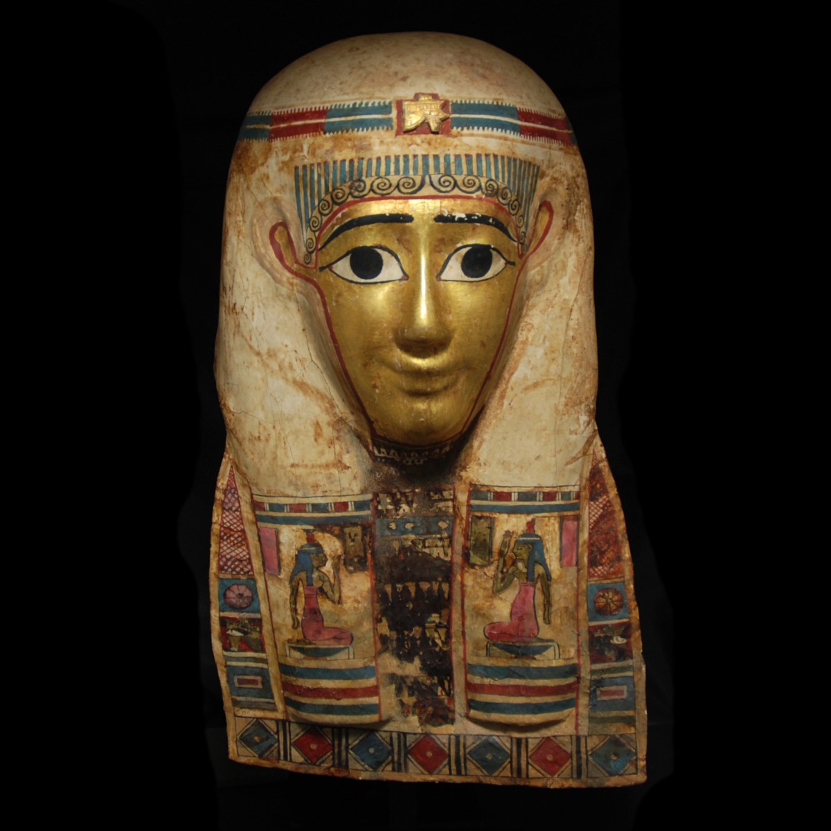 Egyptian gilt cartonngae mummy mask front