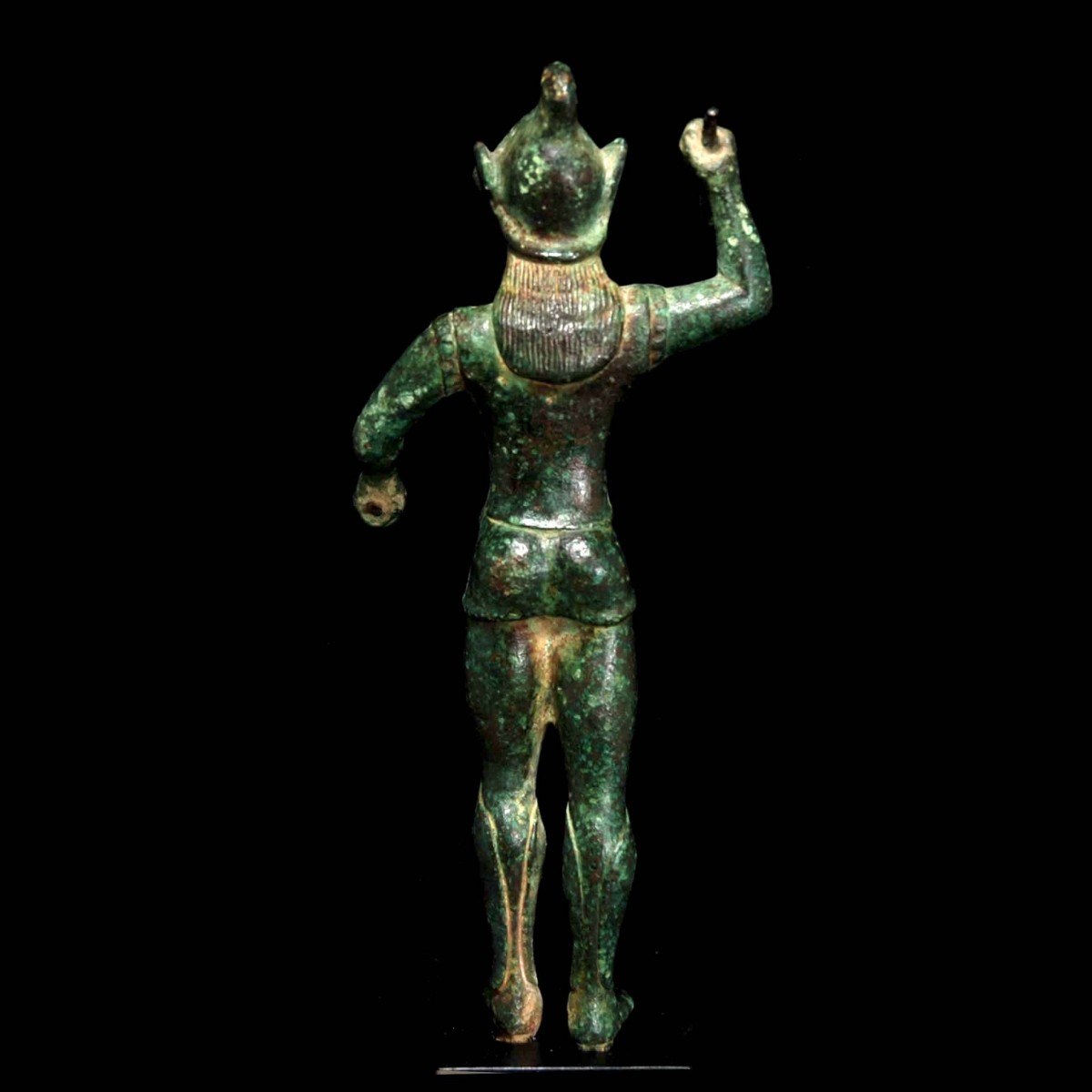 Bronze statuette of an Etruscan warrior back