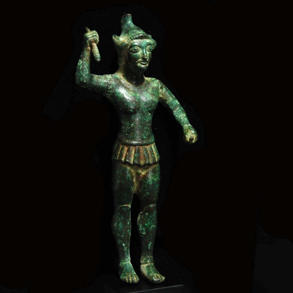 Bronze statuette of an Etruscan warrior half right