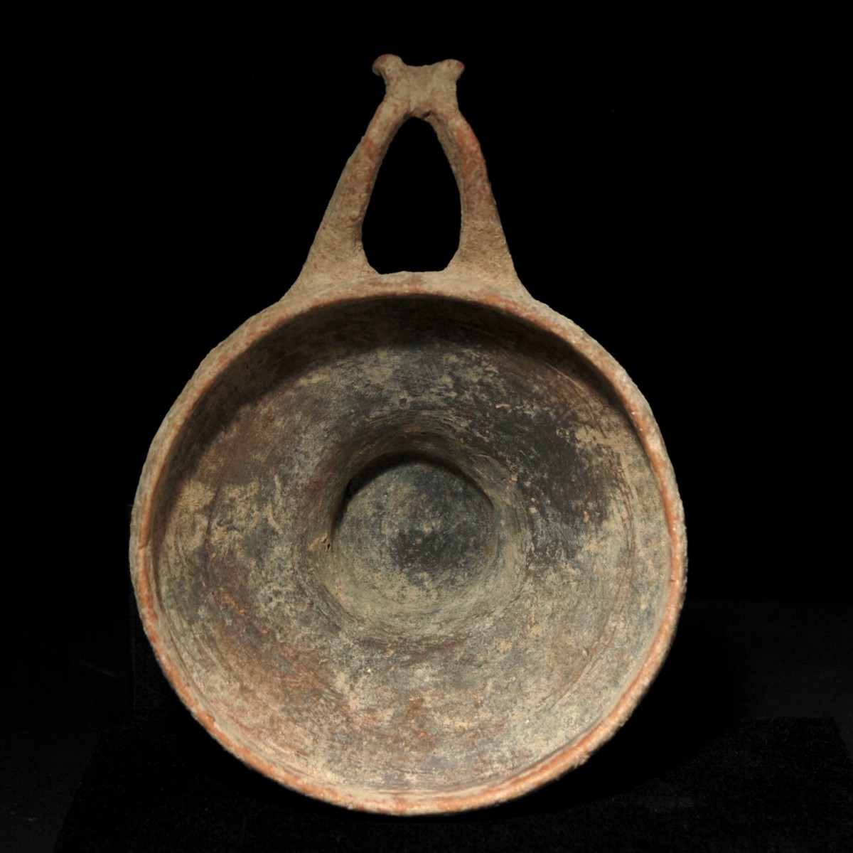 Cypriot bowl of the base ring ware with wishbone handle top