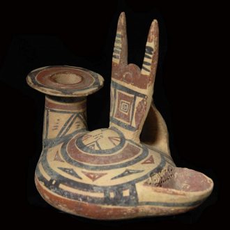 Daunian Askos with a Handle with Bull's Horns