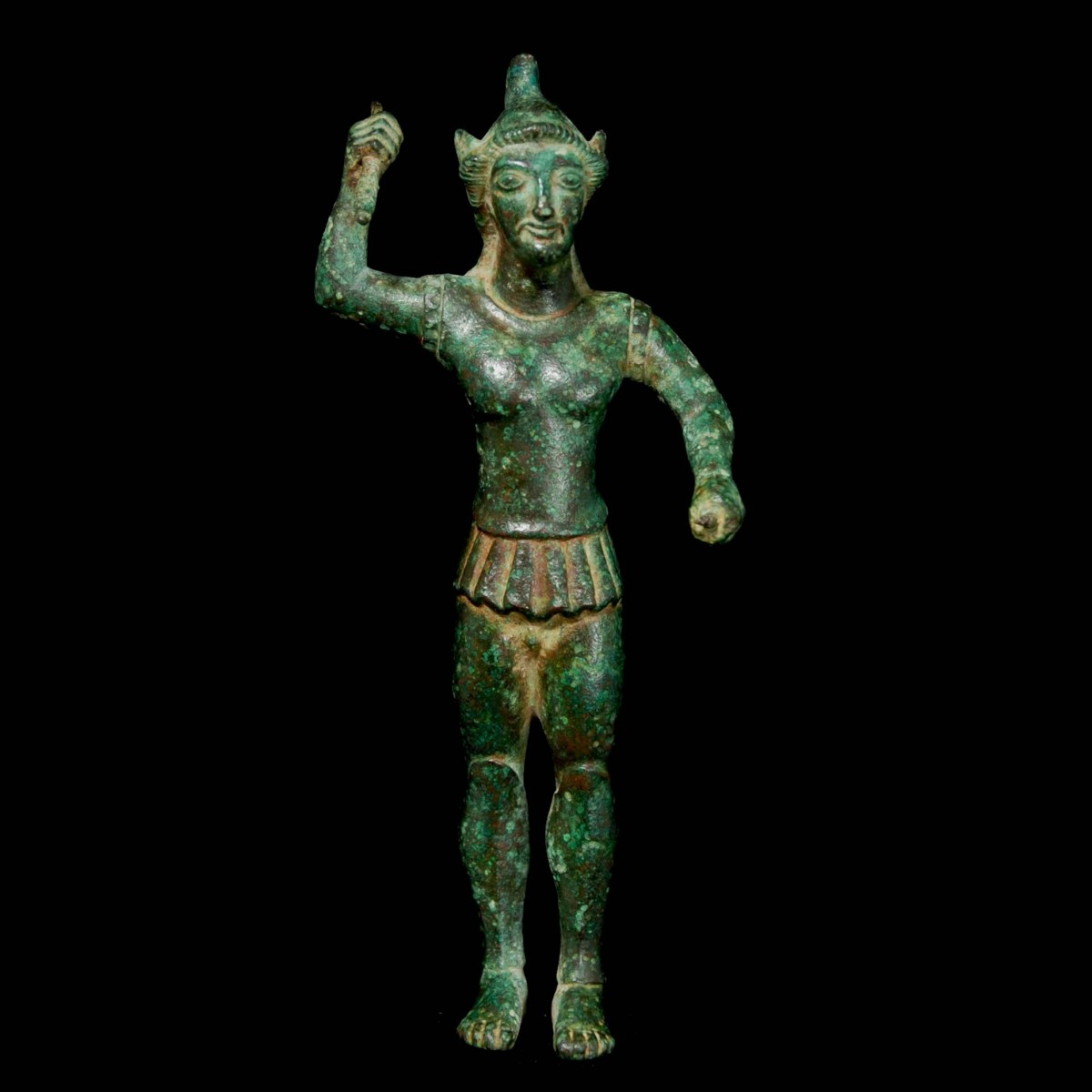 Etruscan Bronze statuette of a warrior front