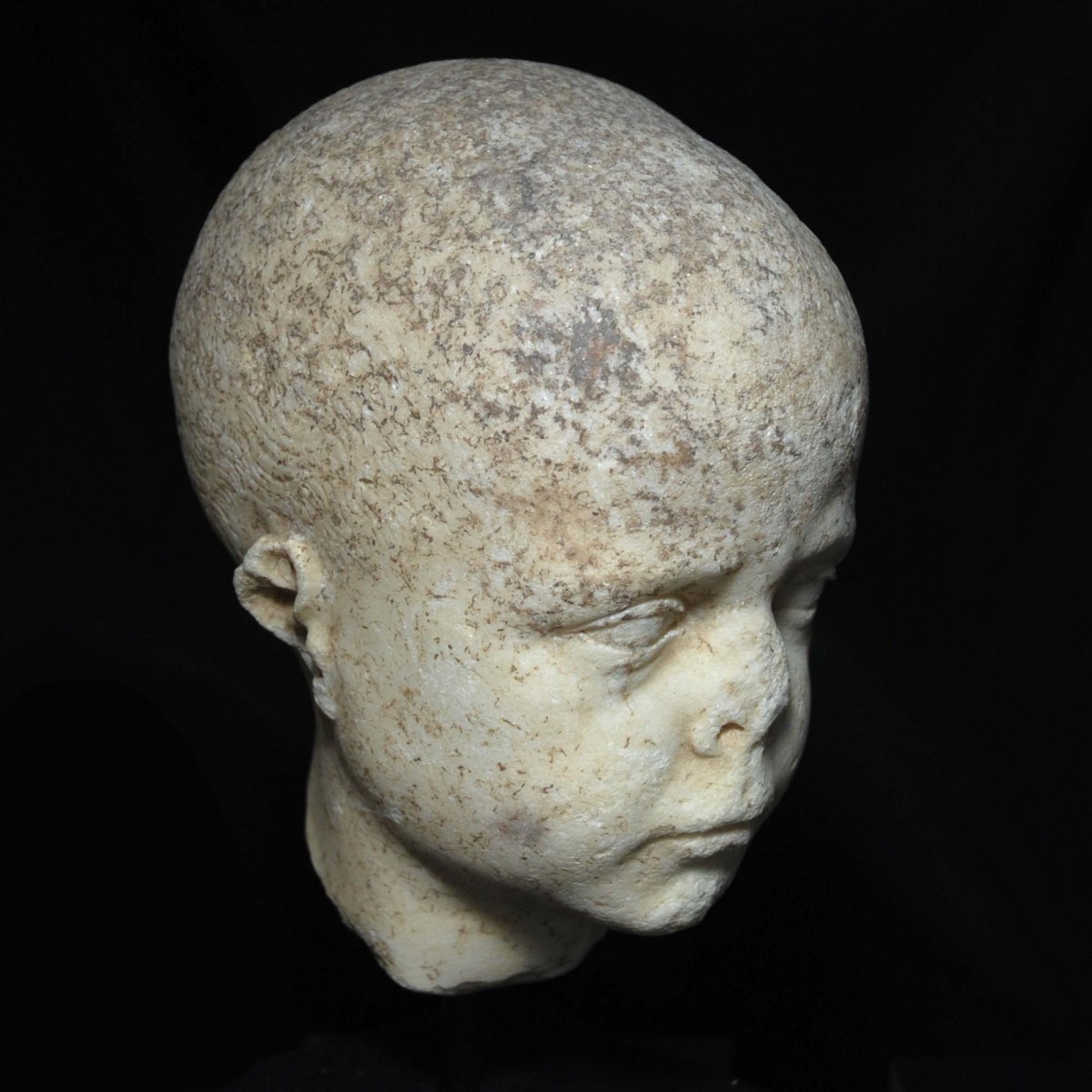 Roman Republican marble head of a boy right