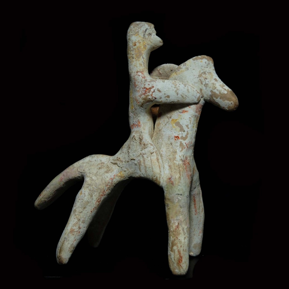 Greek terracotta horse and rider right