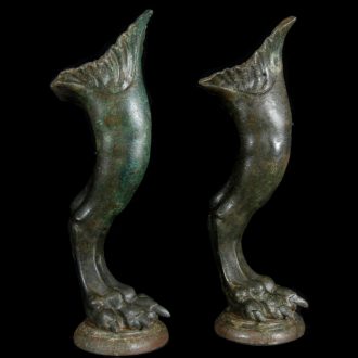 A Pair of Monumental Bronze Legs of a Griffin