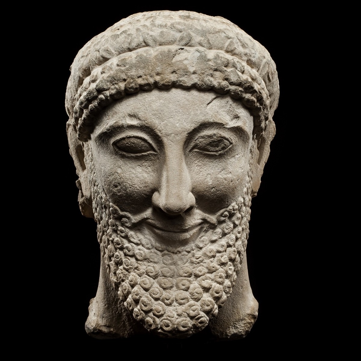 Cypriot limestone head of a votary front