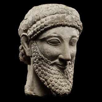 Larger-than-life Cypriot Limestone Head of a Dignitary