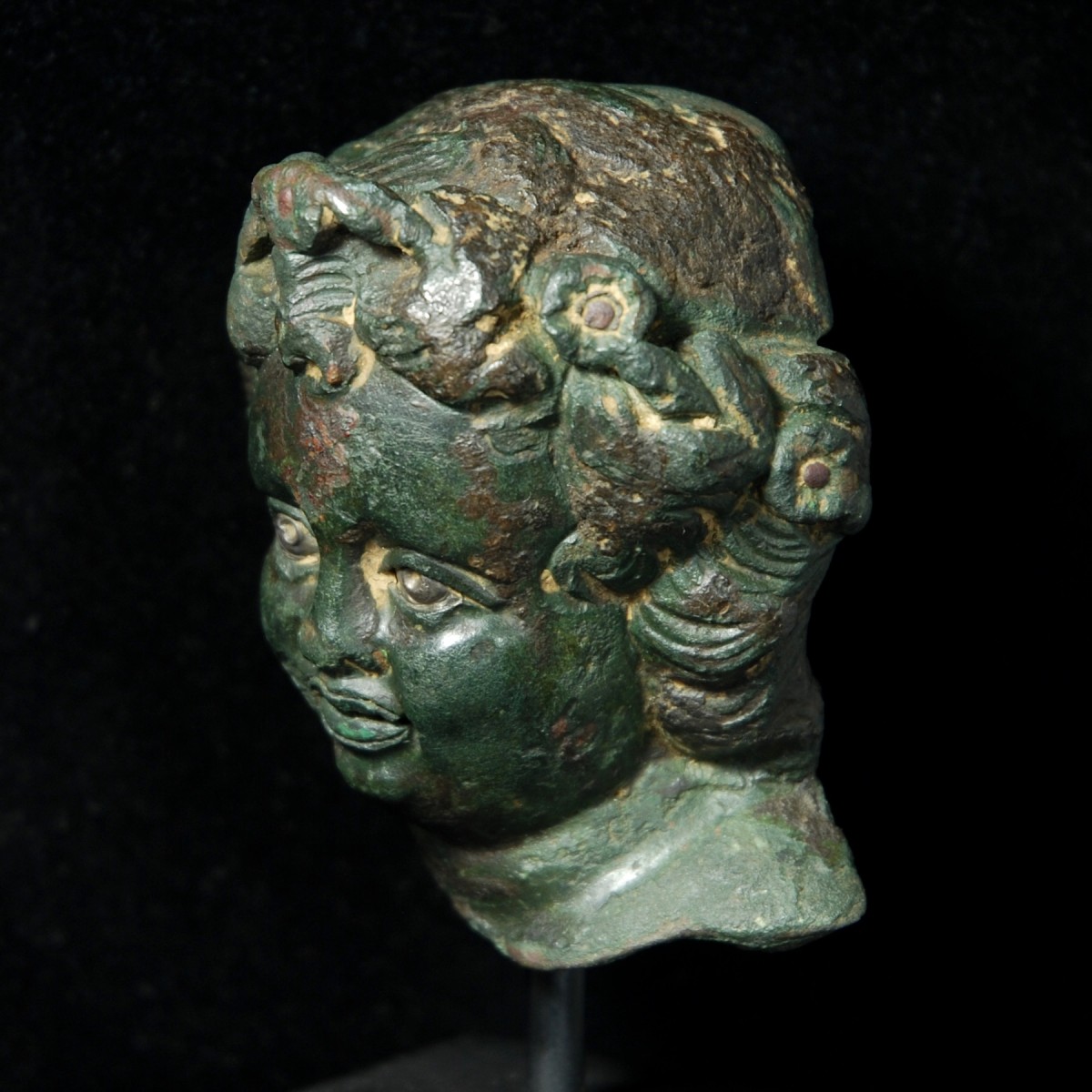 Roman Bronze head of Bacchus left