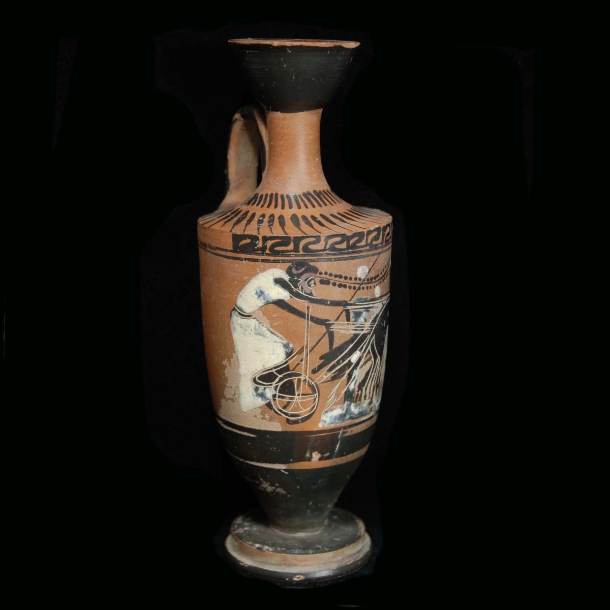 Attic black figure lekythos charioteer