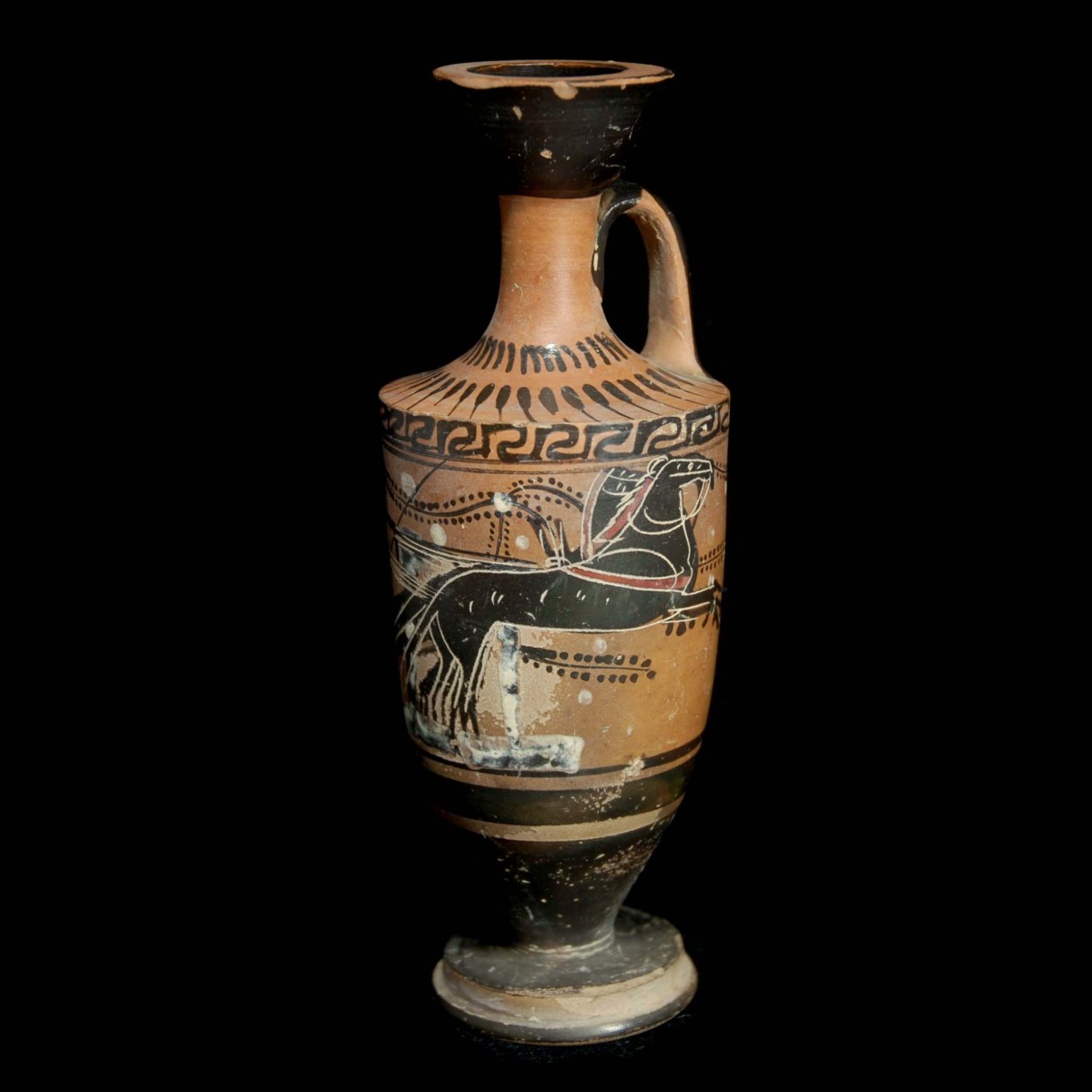 Attic black figure lekythos horses