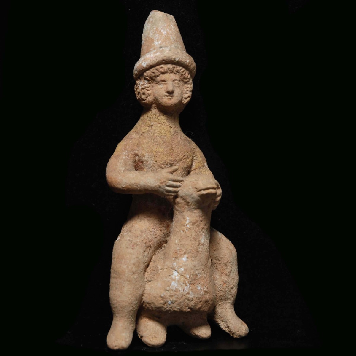 Hellenistic terracotta of a youth riding a goose