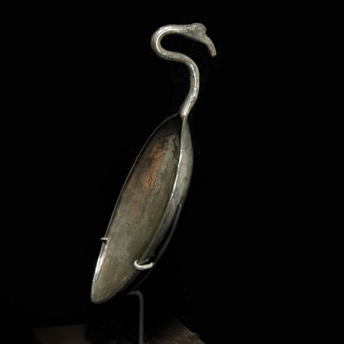 Roman silver spoon with swan handle right