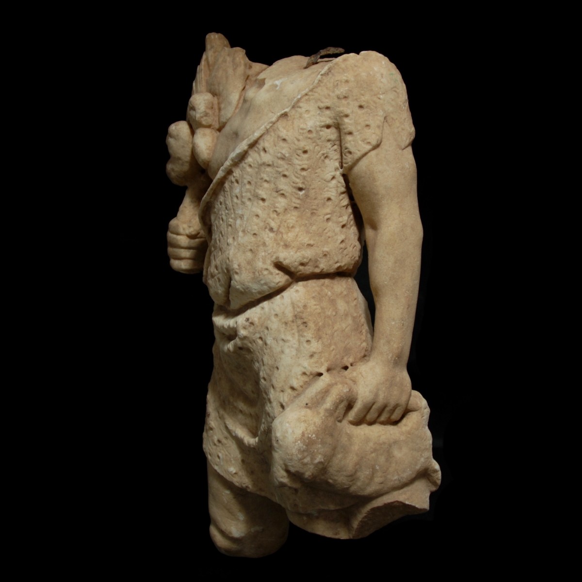 Roman marble statue of a satyr left