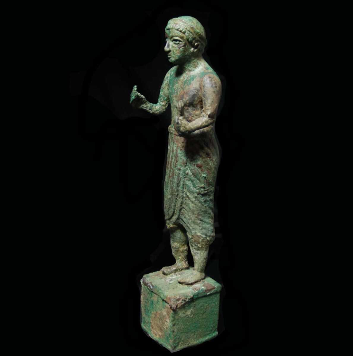 Monumental Sabaean bronze statue left