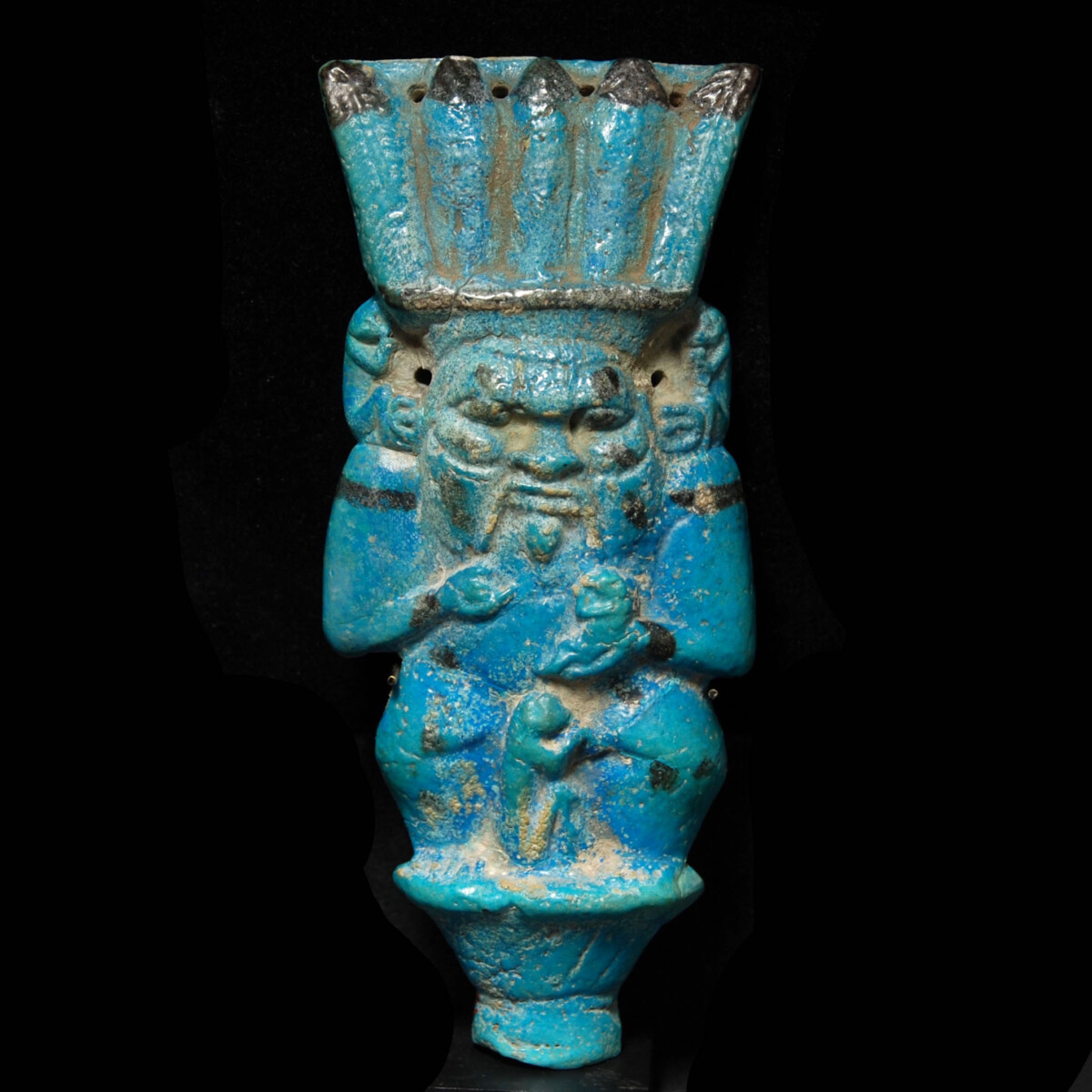 Egyptian blue faience statuette of Bes