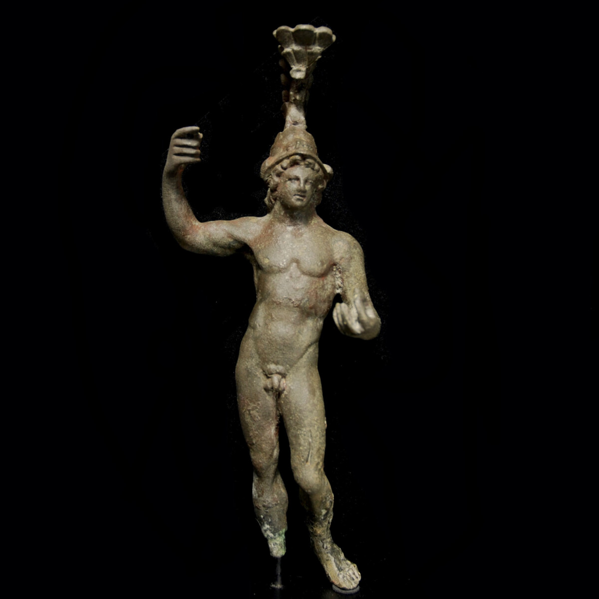 Roman bronze statue of young Mars front