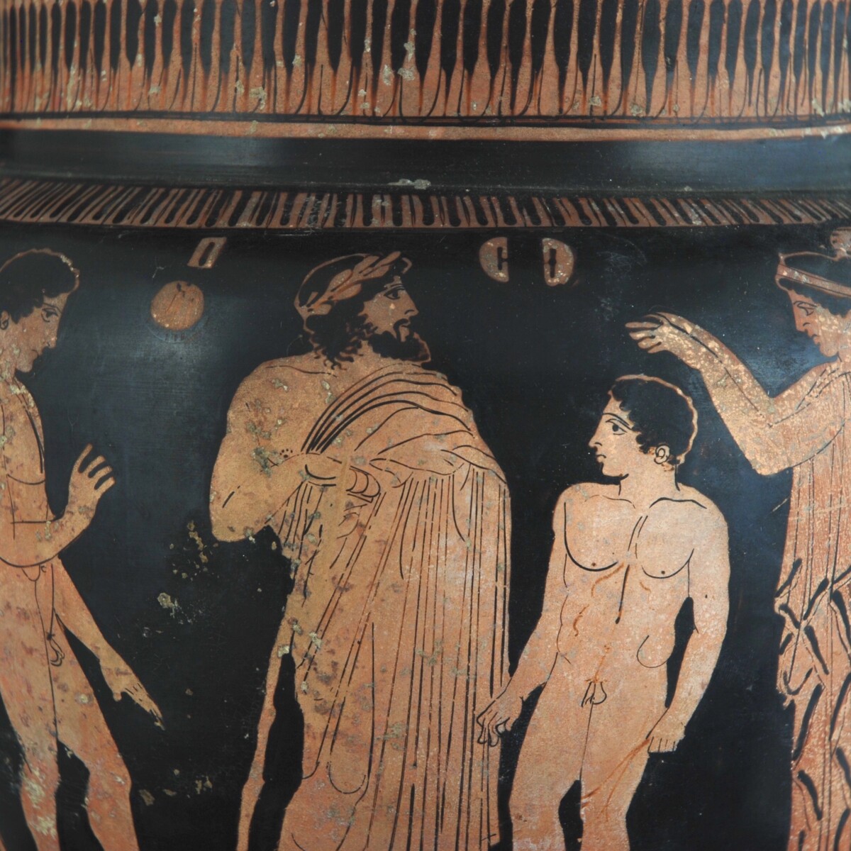 Attic red figure column krater of the Orpheus painter detail