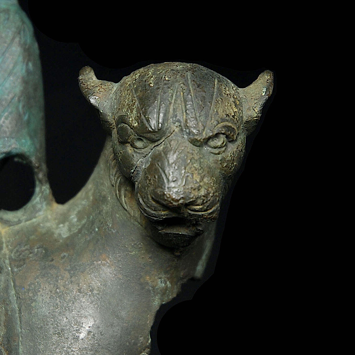 Hellenistic Bronze Dionysus on panther detail panther