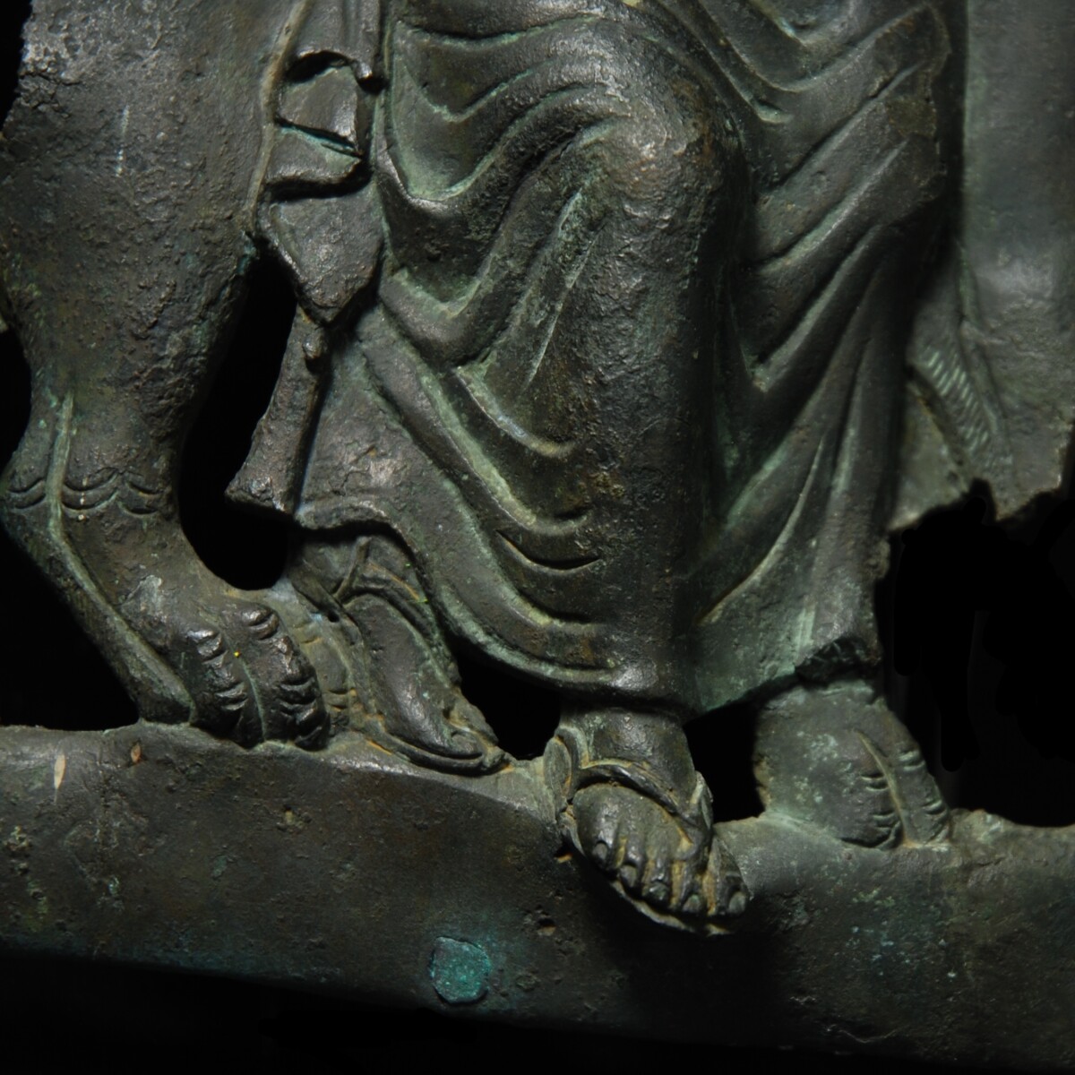 Hellenistic bronze Dionysus on the Panther detail feet