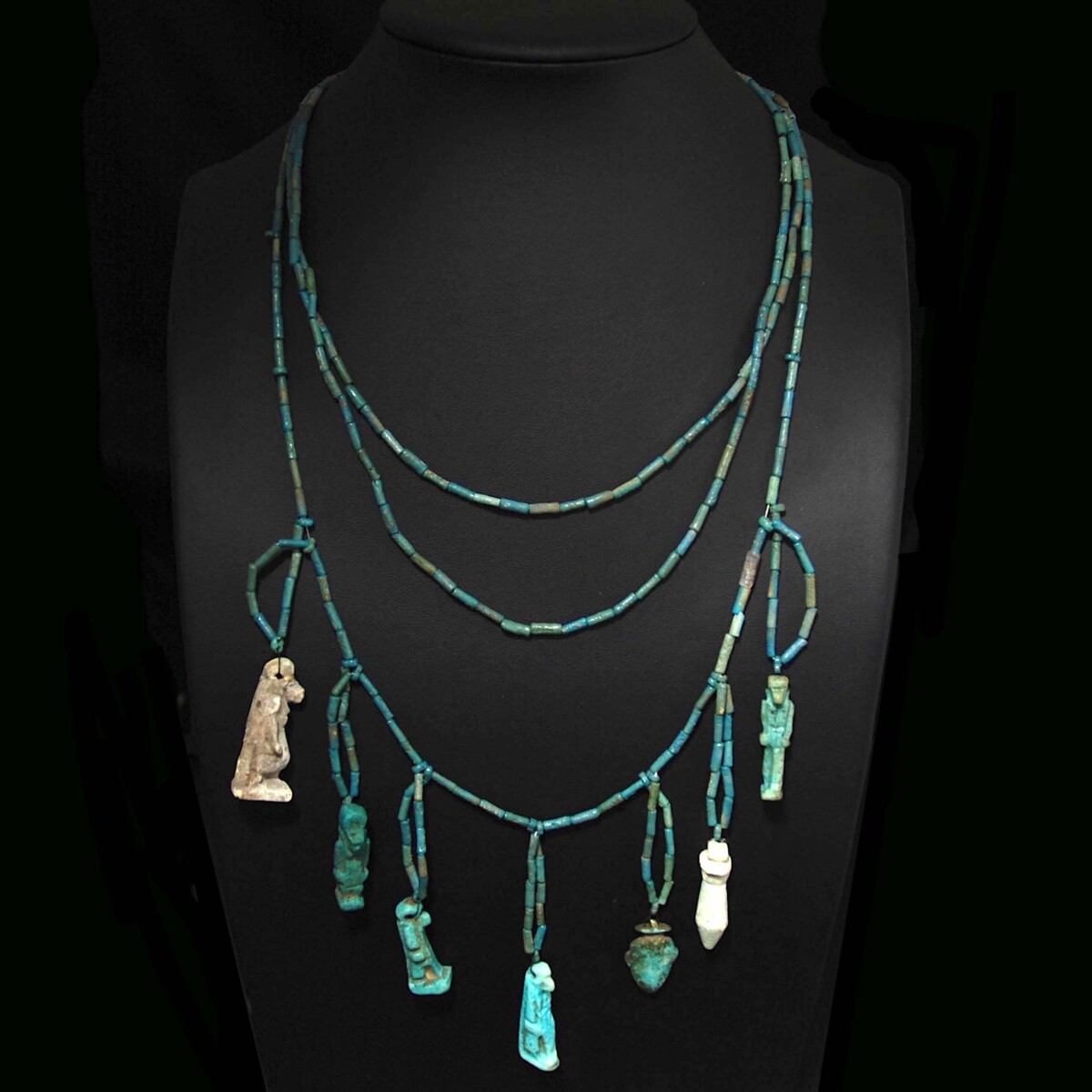 Egyptian fayence necklace with seven amulets