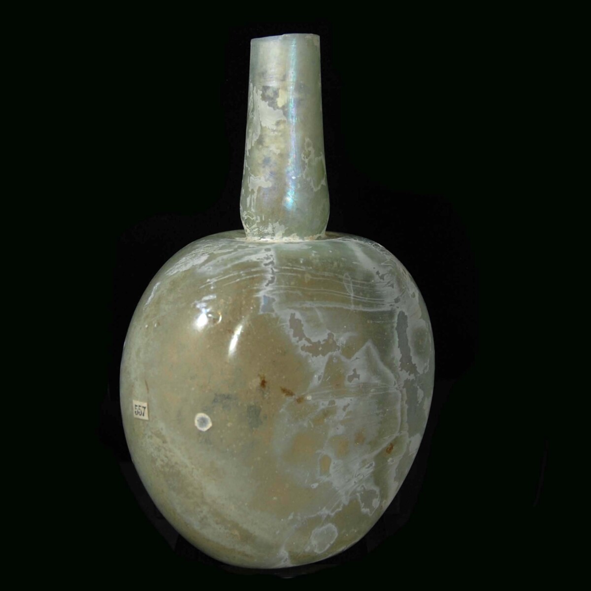 Roman glass lentoid bottle side