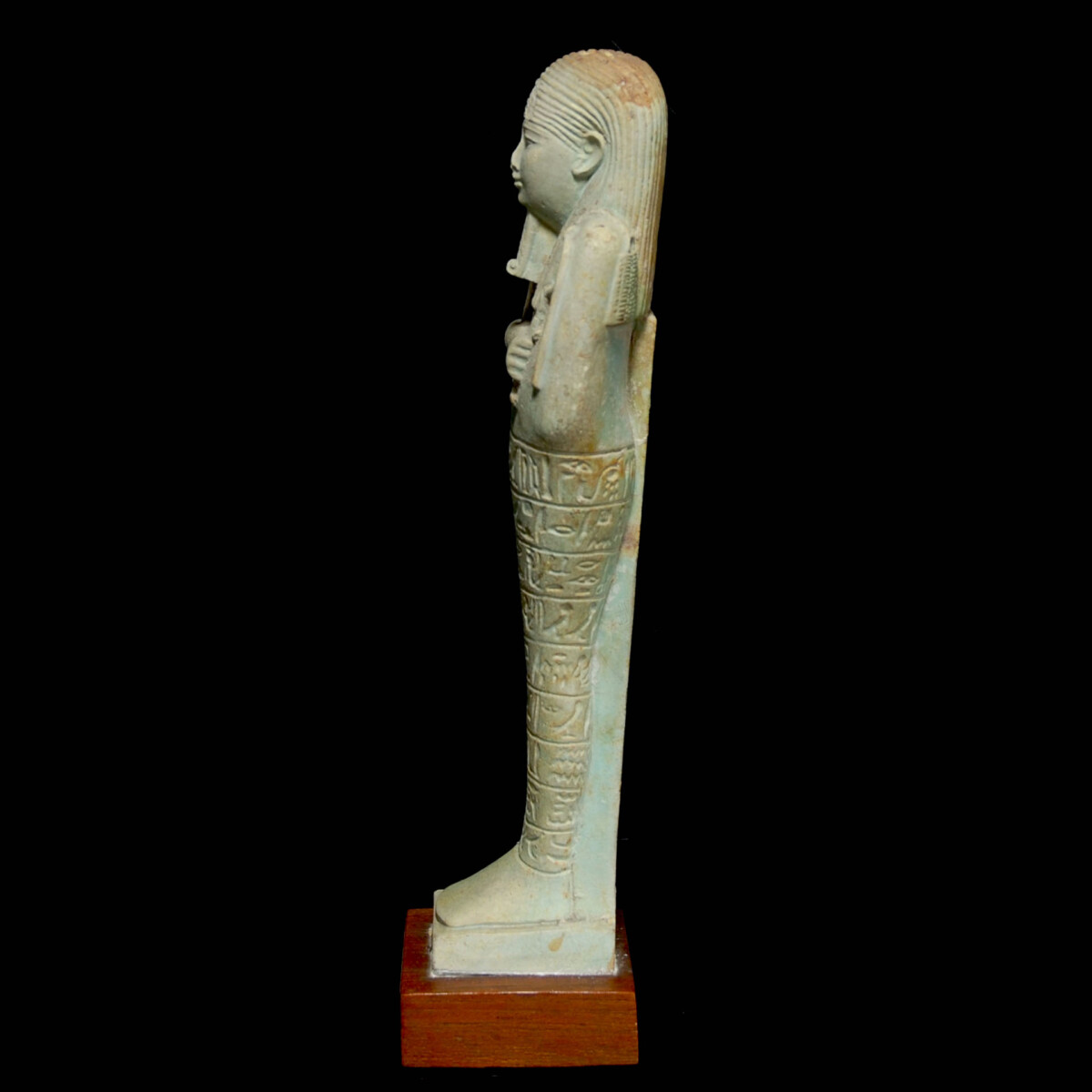 Egyptian faience shabti of Horudja left