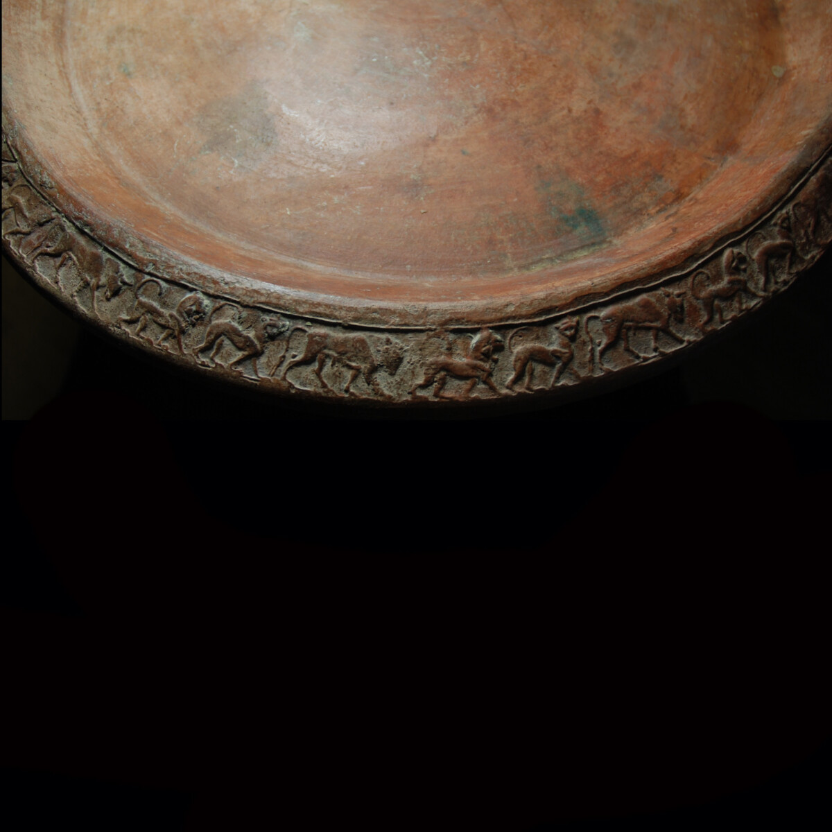 Monumental Etruscan terracotta brazier detail