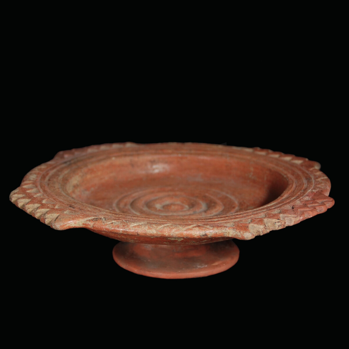 Etruscan red ware footed cup side