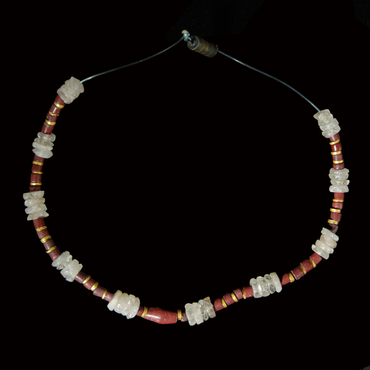 Roman crystal, carnelian and gold beads