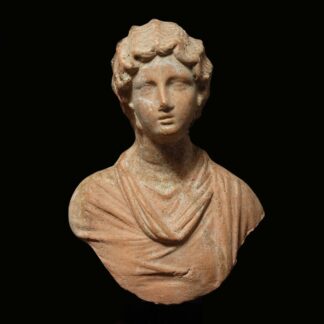 Large Hellenistic Terracotta Bust of a Young Woman with a Melon Hairstyle