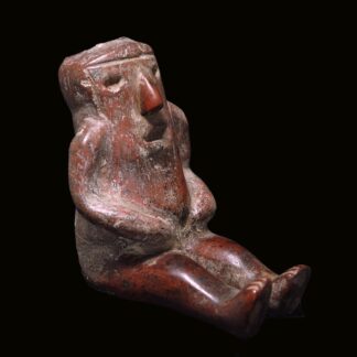 Publizierte anthropomorphe Vase in der Form eines Coqueros der Capulí-Kultur