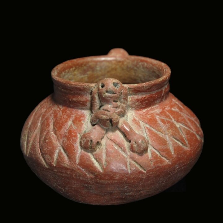 Capuli terracotta bowl with monkey handles side B