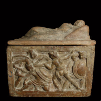 Etruscan Cinerary Urn with Fighting Echetlus